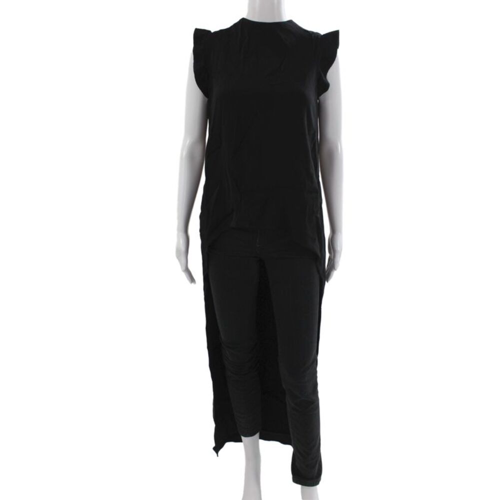 Marni Women Black 100% Silk Crew Neck Short Sleeve Blouse Designer Size 36